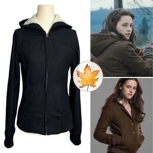 Rubbish • Wool Blend Faux Sherpa Hooded Zip Up Jacket Black M ASO Bella Swan Alt